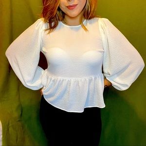 Express White Bohemian Shirt, Size S, Color White.